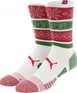 Puma Men's Golf X Holiday Crew Socks Bright White/ski Patrol