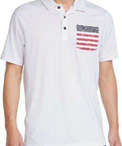 PUMA Men's Volition Paisley Pocket Golf Polo Bright White/ski Patrol