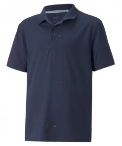 Puma Boys' CLOUDSPUN Love Golf Short Sleeve Golf Polo Navy Blazer/ski Patrol