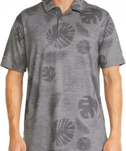 Puma Men's CLOUDSPUN Leaves N' Flowers Golf Polo Quiet Shade Heather
