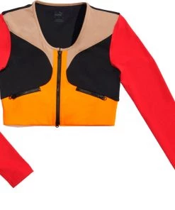 PUMA Women's High Court Unity Crop Basketball Top Puma Black/urban Red