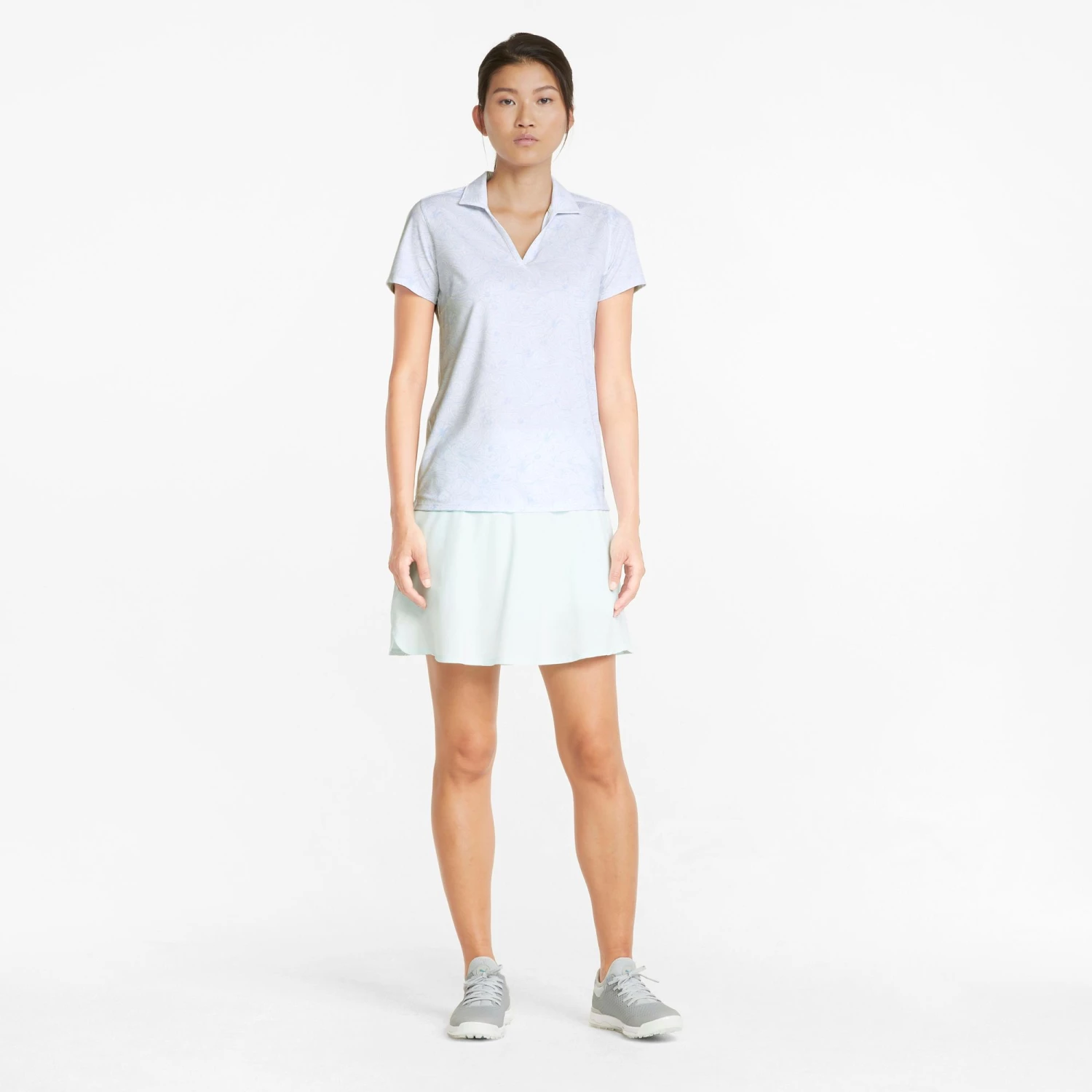 PUMA Women's MATTR Gust O' Wind Golf Polo Bright White/serenity 4 PUMA Women's MATTR Gust O' Wind Golf Polo Bright White/serenity - Image 2
