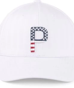 PUMA Pars And Stripes P Classic Adjustable Golf Hat For Men White -PUMA Sales 2022 unnamed file 1147