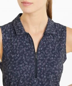 PUMA Women's Sleeveless 1/4 Zip Fancy Plants Golf Dress Navy Blazer/pale Grape -PUMA Sales 2022 unnamed file 1164