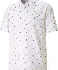 PUMA X Arnold Palmer Men's Ap Cloudspun Lemons Golf Polo Bright White