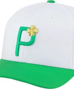 PUMA Men's St. Patty's Day P 110 Snapback Golf Hat Bright White/irish Green