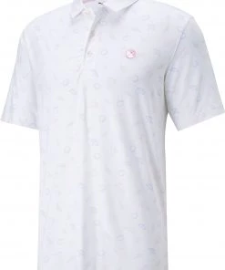PUMA X Arnold Palmer Men's AP Cloudspun Contender Golf Polo Bright White/lavendar Pop