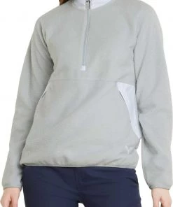 PUMA Women's Sherpa Golf 1/4 Zip High Rise Hthr/brt White