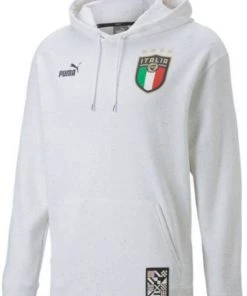 PUMA Italy '22 Football Cult White Heather Pullover Hoodie For Men
