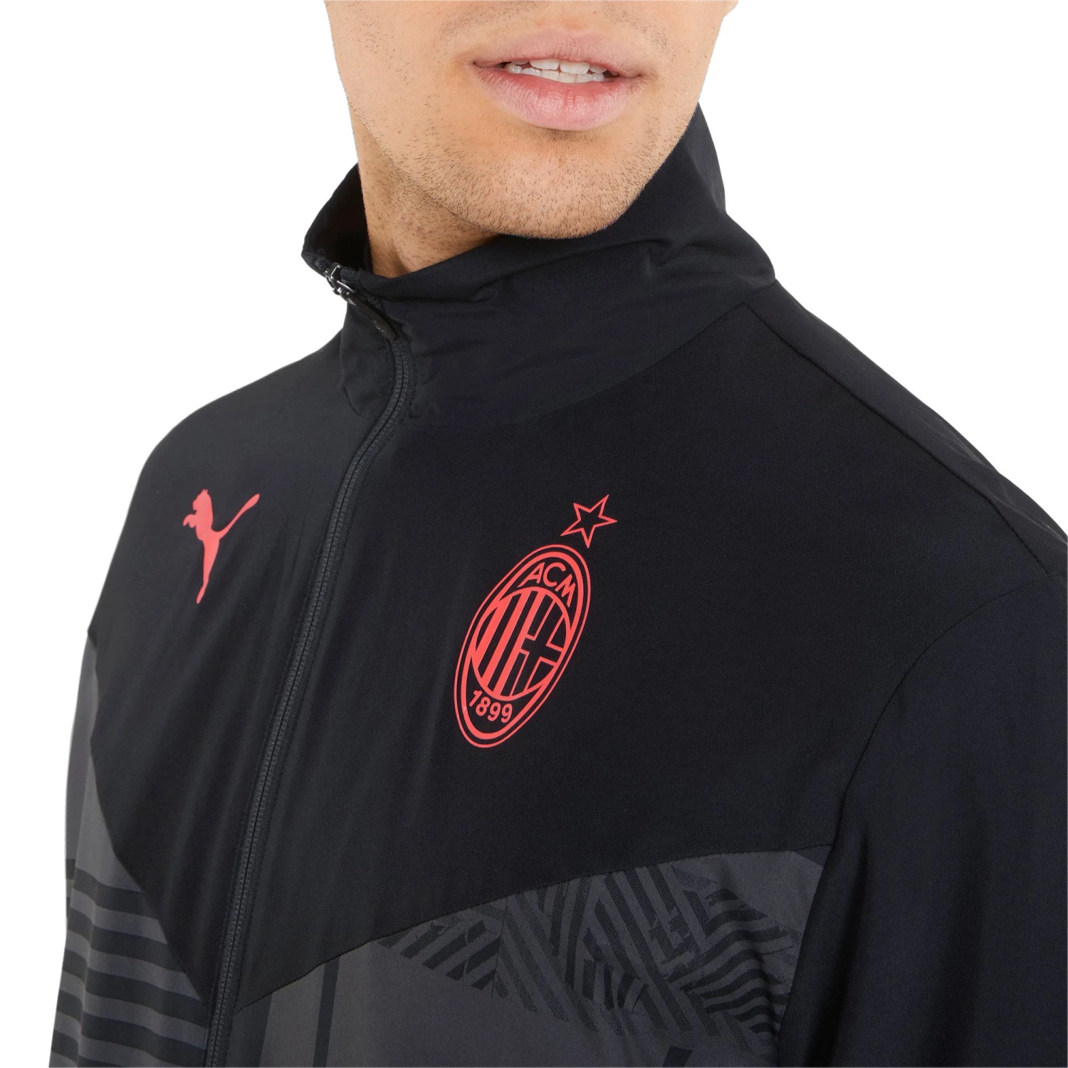 PUMA AC Milan '21 Black Prematch Jacket For Men 4 PUMA AC Milan '21 Black Prematch Jacket For Men - Image 2