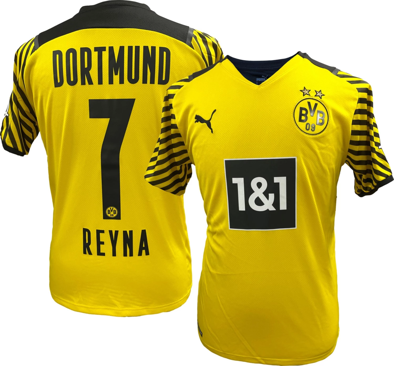 PUMA Men's Borussia Dortmund '21 Giovanni Reyna #7 Home Replica Jersey 3 PUMA Men's Borussia Dortmund '21 Giovanni Reyna #7 Home Replica Jersey