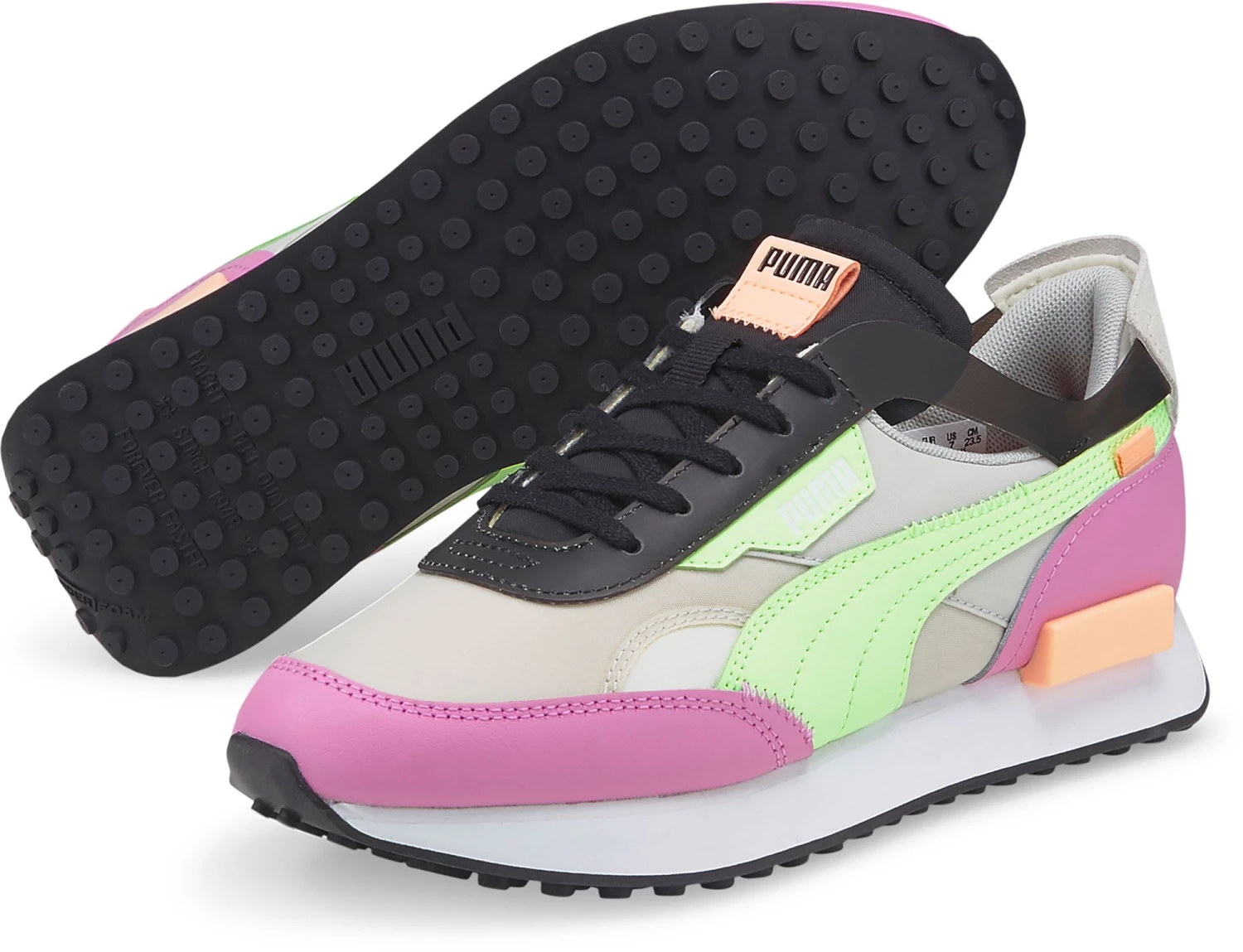 PUMA Women's Future Rider Cutout Shoes White/pink/black 8 PUMA Women's Future Rider Cutout Shoes White/pink/black - Image 6