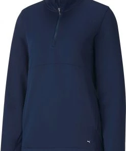 PUMA Women's CLOUDSPUN 1/4 Zip Golf Pullover Navy Blazer