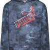 Puma Boys' Amplified Fleece AOP Pullover Hoodie Blue/gray