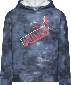 Puma Boys' Amplified Fleece AOP Pullover Hoodie Blue/gray