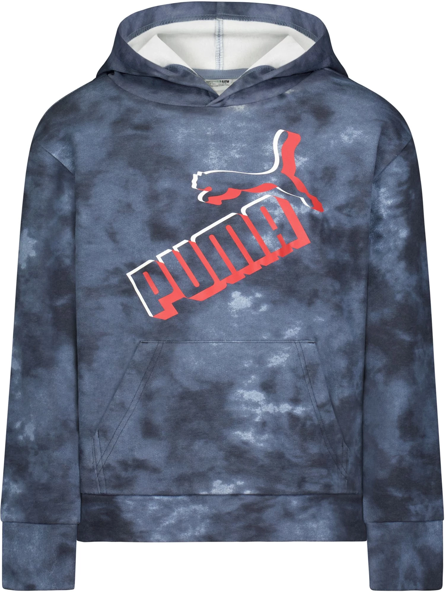 Puma Boys' Amplified Fleece AOP Pullover Hoodie Blue/gray 3 Puma Boys' Amplified Fleece AOP Pullover Hoodie Blue/gray