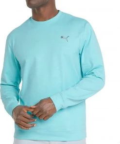 PUMA Men's Cloudspun Crewneck Golf Sweater Angel Blue Heather
