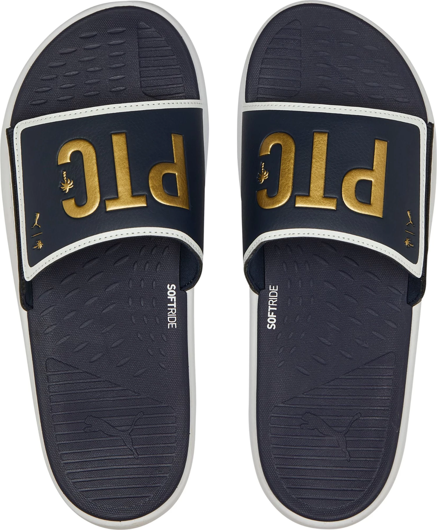 PUMA X PTC Men's GS-Softride Golf Slides Navy/gold 6 PUMA X PTC Men's GS-Softride Golf Slides Navy/gold - Image 4