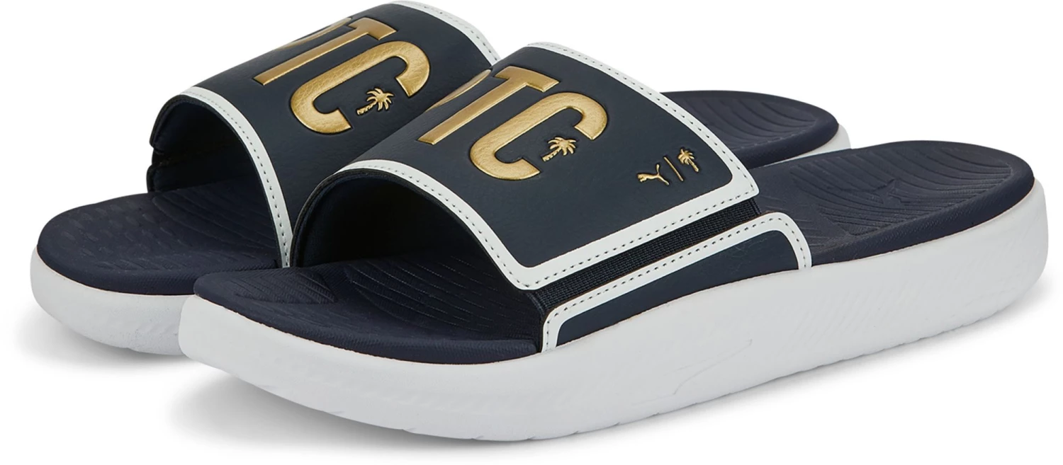 PUMA X PTC Men's GS-Softride Golf Slides Navy/gold 8 PUMA X PTC Men's GS-Softride Golf Slides Navy/gold - Image 6