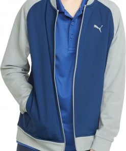 PUMA Boys' Long Sleeve Full Zip Golf Jacket Navy Blazer/quiet Shade