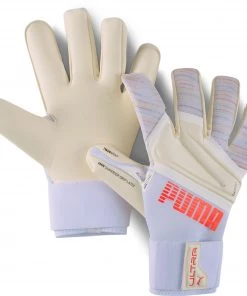 PUMA Adult ULTRA Grip 1 Hybrid Pro Goalkeeper Gloves For Men Red Blast/puma White