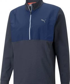 Puma Men's CLOUDSPUN WRMLBL 1/4 Zip Golf Pullover Navy Blazer