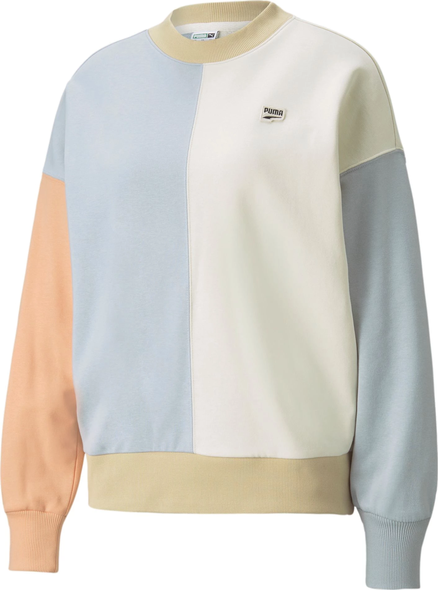 PUMA Women's Downtown French Terry Oversized Crewneck Sweatshirt Ivory Glow/peach Parfait 3 PUMA Women's Downtown French Terry Oversized Crewneck Sweatshirt Ivory Glow/peach Parfait