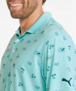 PUMA Men's CLOUDSPUN Lahaina Golf Polo Angel Blue/blue Coral -PUMA Sales 2022 unnamed file 367