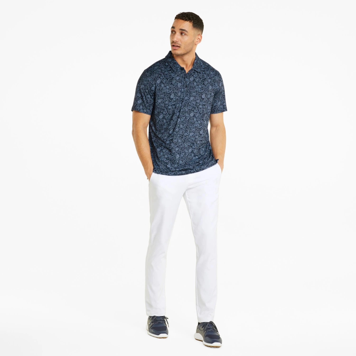 PUMA Men's PUMA X Volition Bandana Golf Polo Navy Blazer/bright White 4 PUMA Men's PUMA X Volition Bandana Golf Polo Navy Blazer/bright White - Image 2