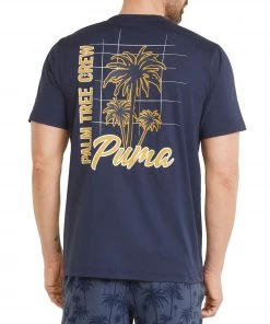 PUMA Men's PUMA X PTC Palm Tree Golf T-Shirt Navy Blazer