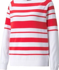 PUMA Women's Ribbon Sweater Bright White/teaberry