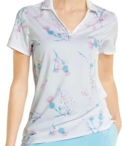 PUMA Women's Mattr Lowlands Golf Polo Bright White/mauve Pop