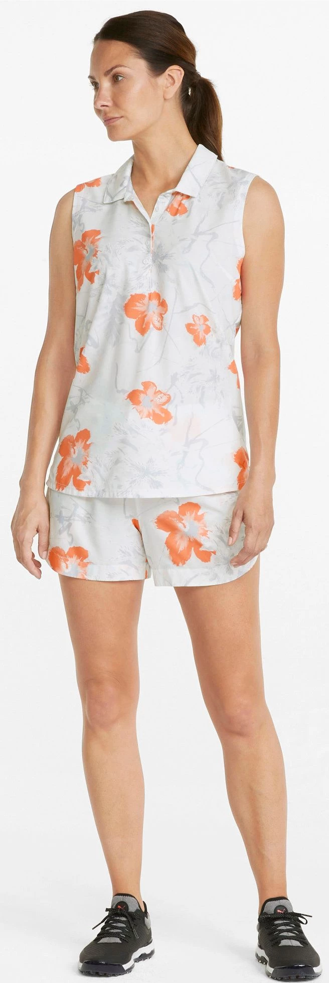 Puma Women's Nassau Sleeveless Golf Polo Puma Black/hot Coral 4 Puma Women's Nassau Sleeveless Golf Polo Puma Black/hot Coral - Image 2