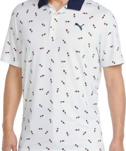 PUMA Men's CLOUDSPUN Popsi-Cool Golf Polo Bright White/ski Patrol