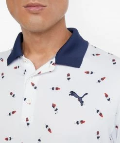PUMA Men's CLOUDSPUN Popsi-Cool Golf Polo Bright White/ski Patrol -PUMA Sales 2022 unnamed file 604