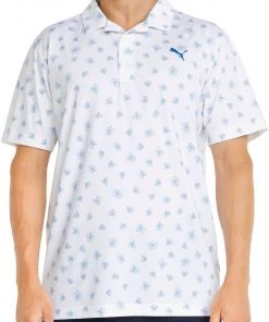 PUMA Men's MATTR Spring Golf Polo Bright White/greenery