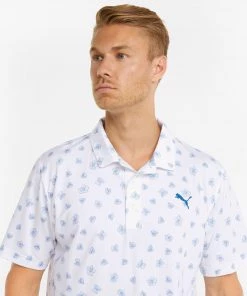 PUMA Men's MATTR Spring Golf Polo Bright White/greenery -PUMA Sales 2022 unnamed file 611