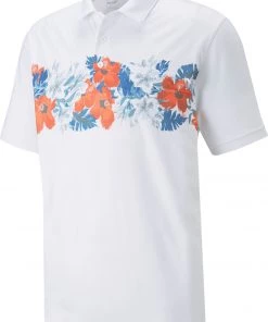 PUMA Men's CLOUDSPUN Abaco Golf Polo Bright White/hot Coral -PUMA Sales 2022 unnamed file 633