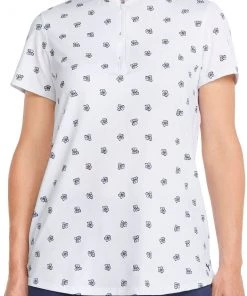 PUMA Women's MATTR Hibiscus Golf Polo Bright White/navy Blazer