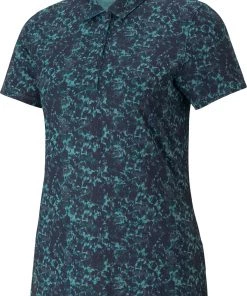 Puma Women's Cloudspun Camo Golf Polo Deep Teal