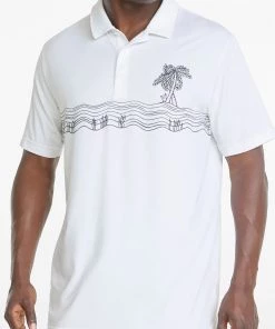 PUMA Men's CLOUDSPUN Oasis Golf Polo Bright White/navy Blazer