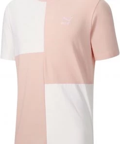 Puma Men's Classics Patchwork Short Sleeve T-Shirt Cloud Pink