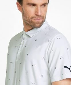 PUMA Men's CLOUDSPUN H8 Golf Polo Bright White/navy Blazer -PUMA Sales 2022 unnamed file 701