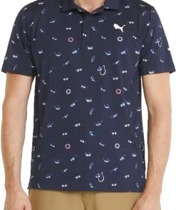 PUMA Men's MATTR Sunnies Golf Polo Navy Blazer/chalk Pink