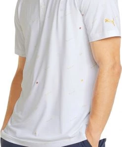 PUMA Men's CLOUDSPUN Love Golf Polo Bright White/mustard Seed