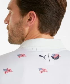 PUMA Men's Volition Flags Golf Polo Bright White/ski Patrol -PUMA Sales 2022 unnamed file 820