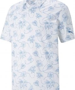 Puma Men's CLOUDSPUN Pollinators Golf Polo Bright White/brightcobalt