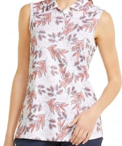 Puma Women's Cloudspun Flora Sleeveless Golf Polo Bright Wht/carnation Pnk