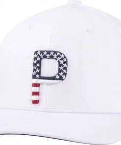 PUMA Pars And Stripes P Snapback Golf Hat For Men White/navy