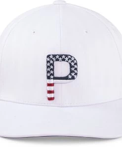 PUMA Pars And Stripes P Snapback Golf Hat For Men White/navy -PUMA Sales 2022 unnamed file 844